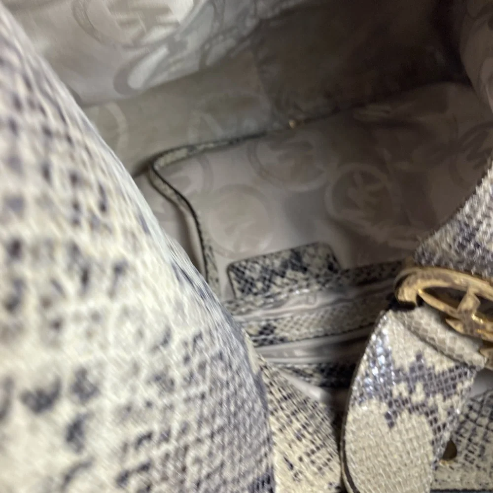 Michael Kors python embossed FULTON HOBO Shoulder Bag